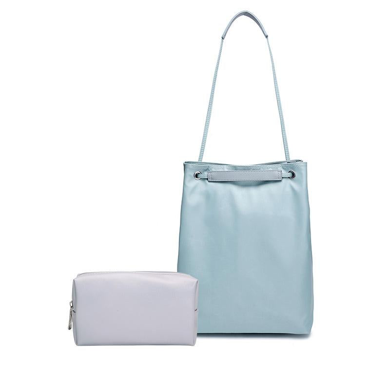 Medium Apple Macbook Shoulder / Messenger Bag - Handheld - Lake Blue+Gray Pu Power Bag