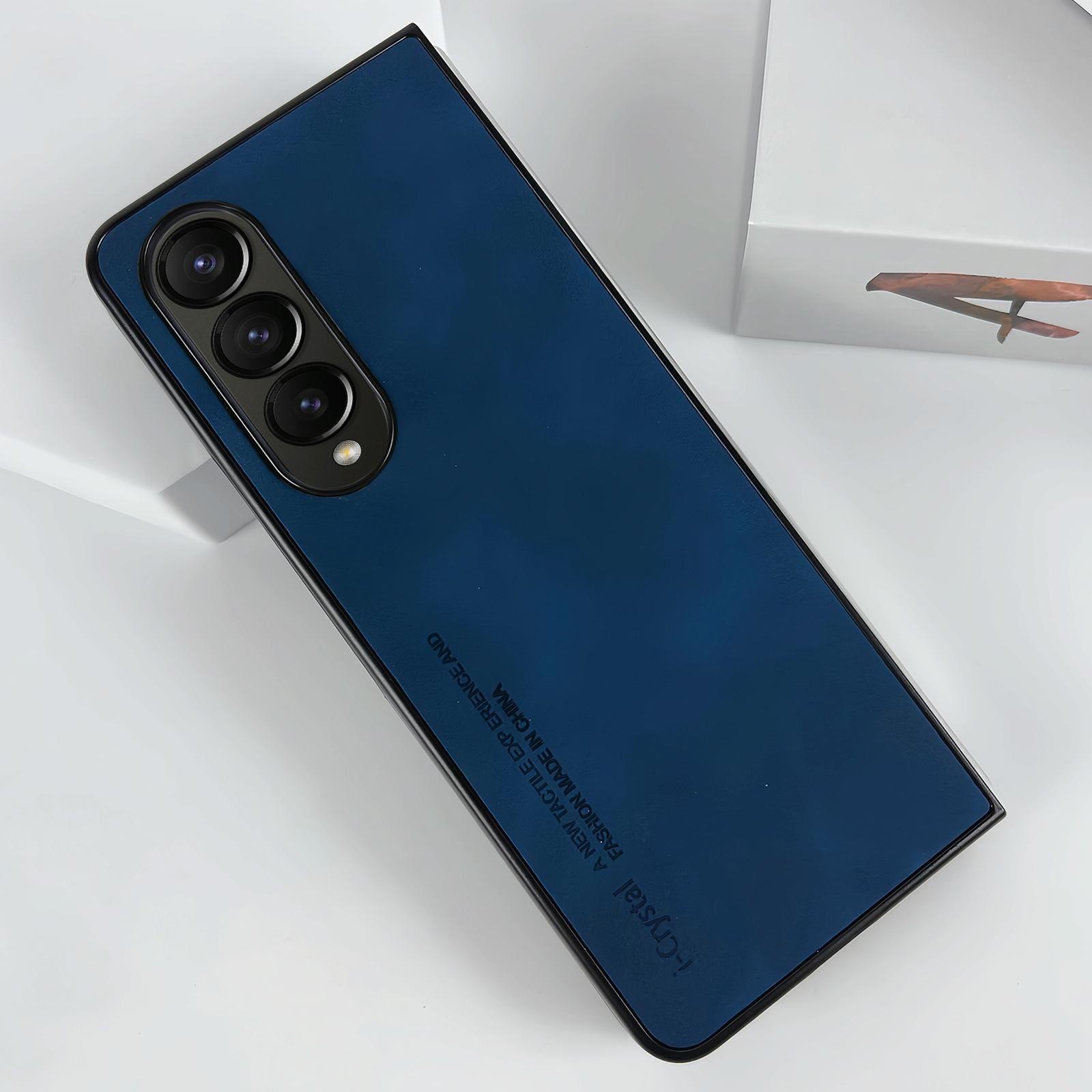 V562-F207271600ADE-202503211411-00 For Samsung Galaxy Z Fold4 5G Crystal Leather Foldable Case - Blue - Image 1