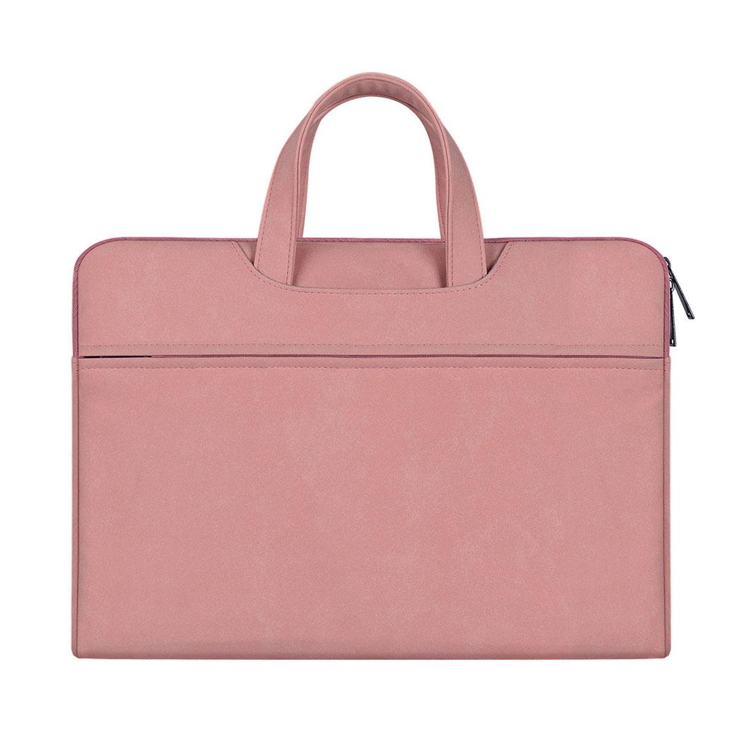 V562-F2325BL-202502281821-00 Waterproof Portable One-shoulder Handbag for 14.1 Laptops with Hidden Zipper and Suitcase Belt - Pink - Image 1