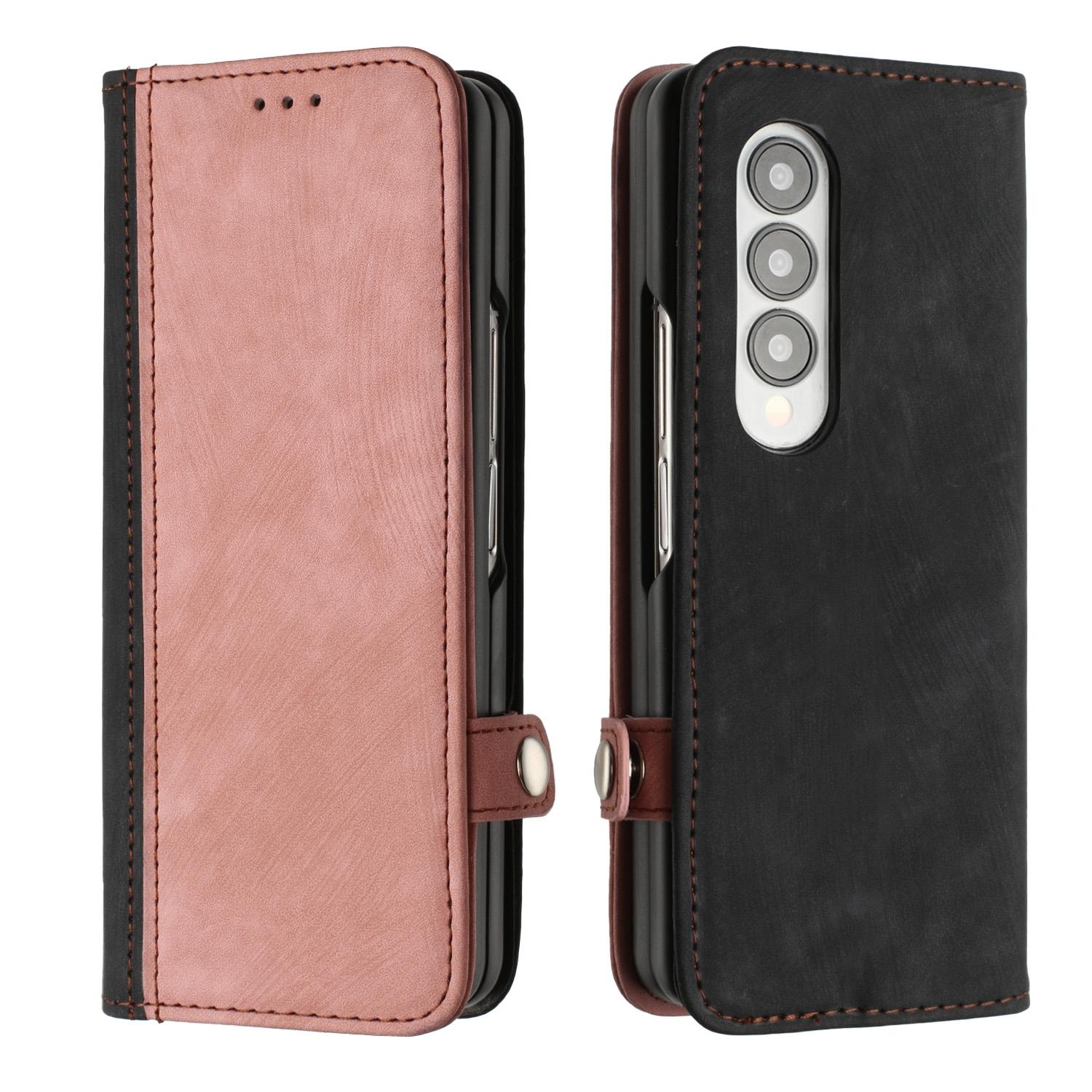 V562-F302909300ADE-202503211330-00 For Samsung Galaxy Z Fold4 5G Leather Phone Case With Side Buckle - Pink - Image 1