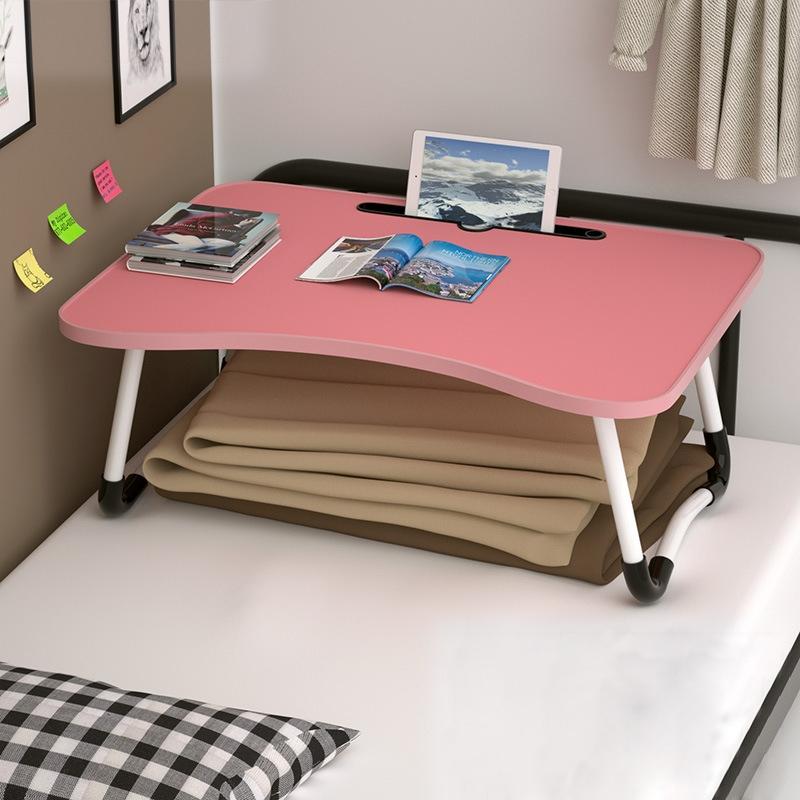 V562-F3917CH-202502271905-00 Adjustable Folding Laptop Desk with Non-slip Legs and Card Slot - Pink - Image 1
