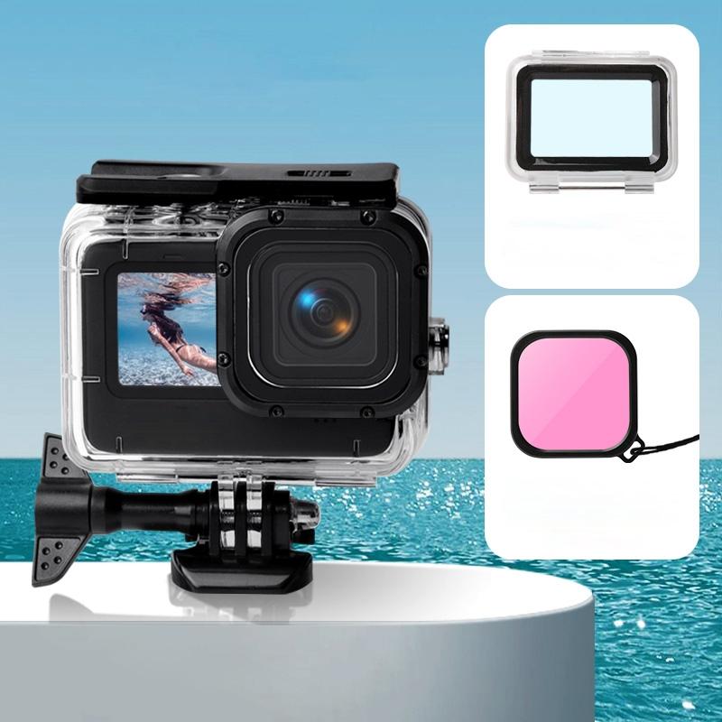 V562-F4840ACD-202502241235-00 Waterproof Touch Case with Colour Lens Filter for Gopro Hero10 / Hero9 - Pink - Image 1