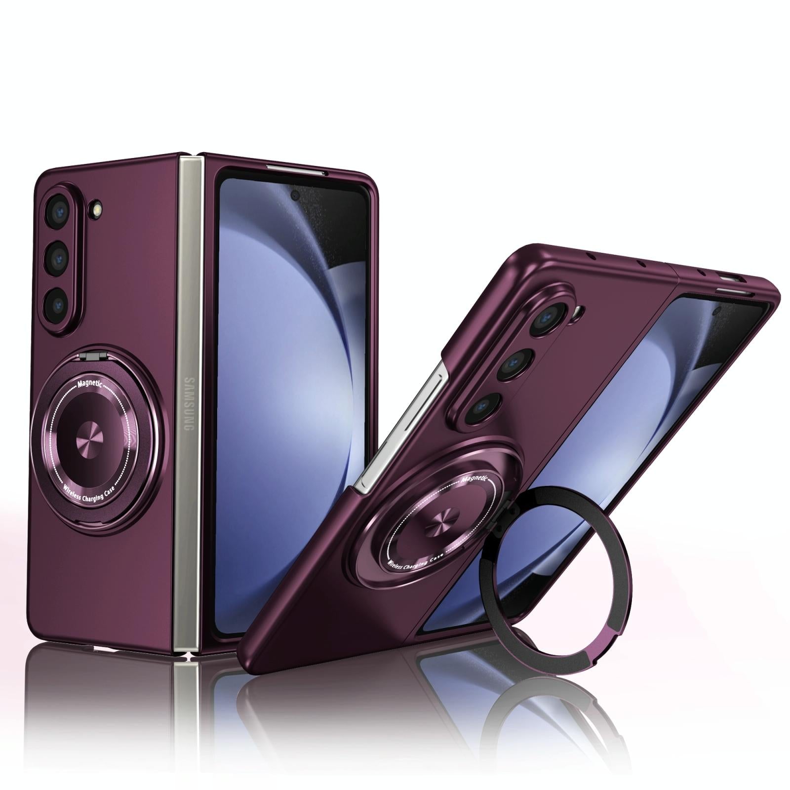 V562-F502492600ADE-202503211305-00 For Samsung Galaxy Z Fold4 5G Shockproof 360 Degree Rotating Case - Purple - Image 1