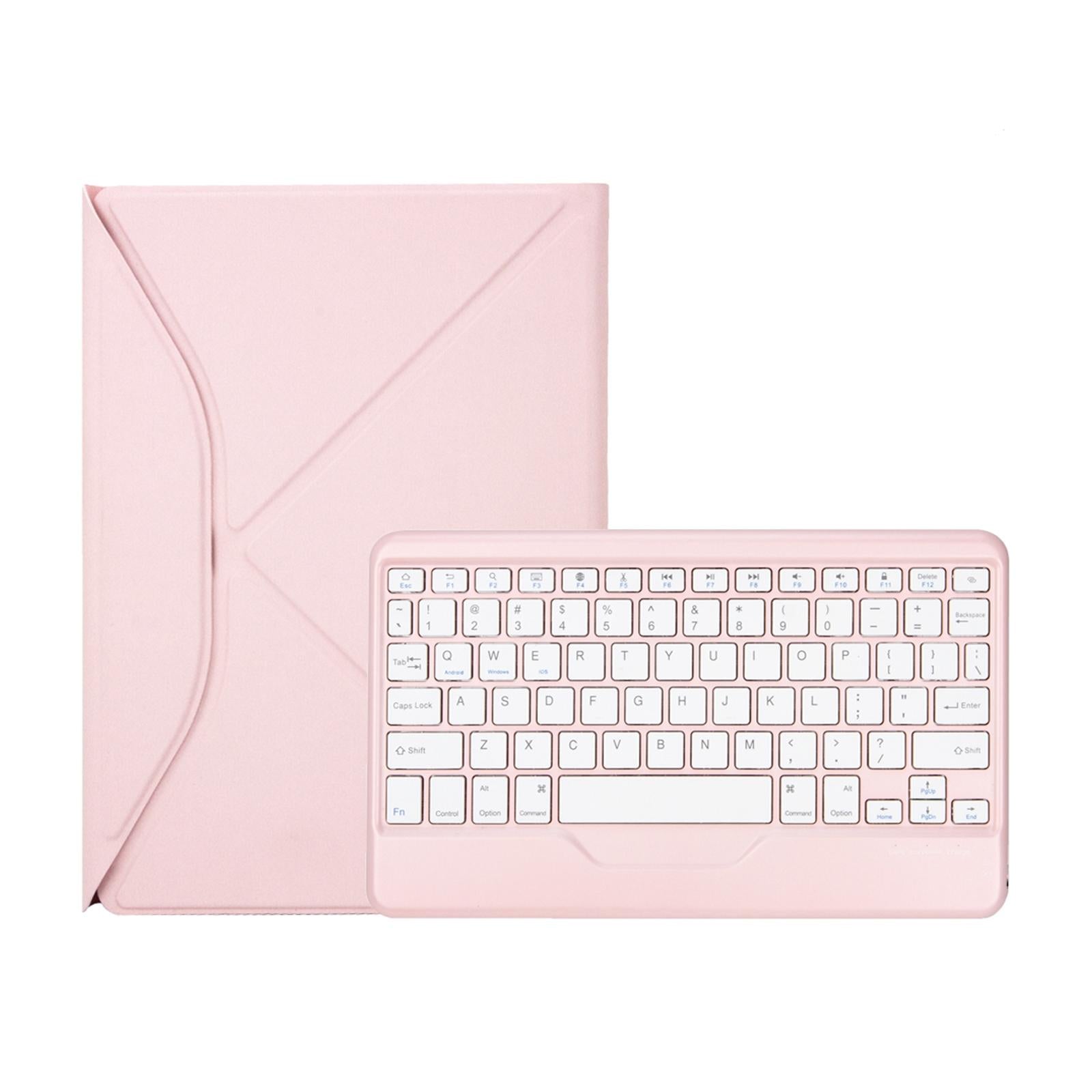 V562-F6830ORPI-202504291912-00 Bluetooth Keyboard Leather Tablet Case With Pen Slot - Pink - Image 1