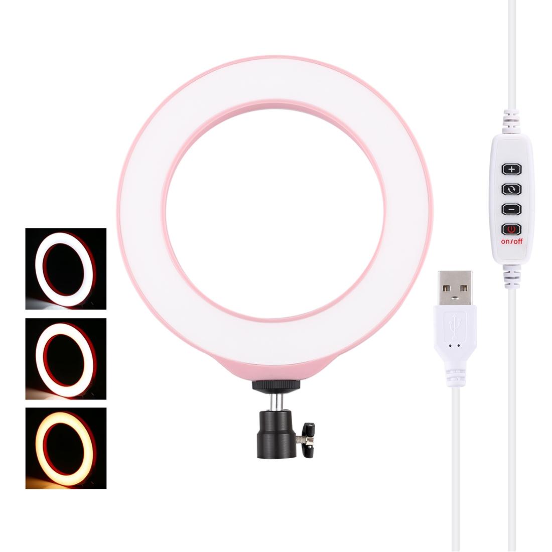 V562-F873UP-202502241359-00 16cm Usb Led Ring Light with Tripod and 3 Modes - Pink - Image 1