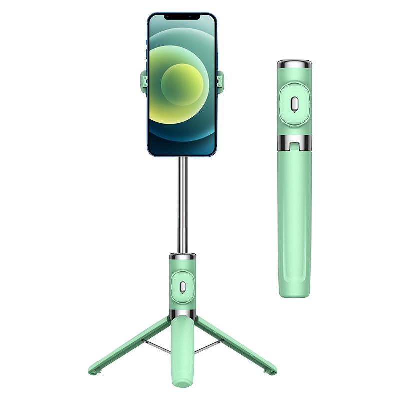 V562-G0530PCM-221631-00 Wireless Selfie Stick with Remote Tripod - Compact Design - Green - Image 1