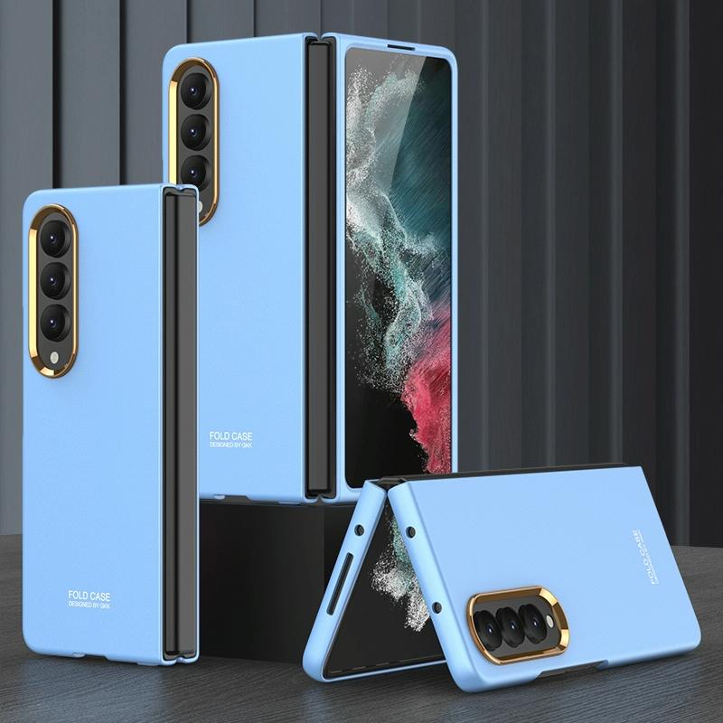 V562-G104313300ADE-202505291233-00 For Samsung Galaxy Z Fold4 5G Electroplating Lens Frame Case - Ultra Thin - Blue - Image 1