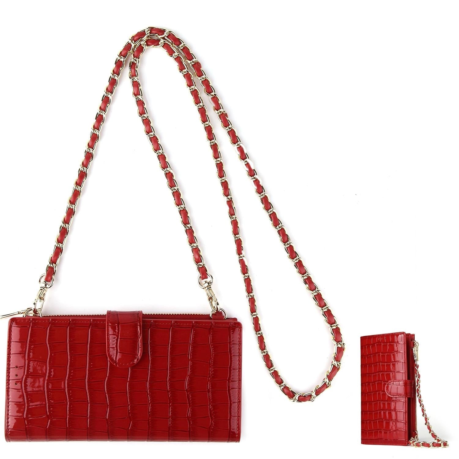 V562-G104640300ADE-202505191720-00 Convertible Crossbody Phone Purse With Chain - Red - Image 1