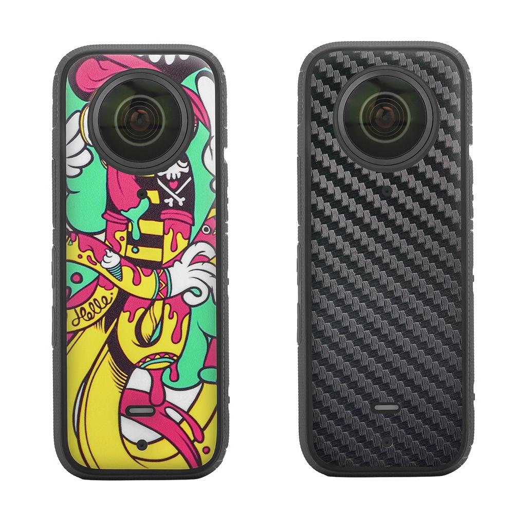 V562-G1090223060DBT-222237-00 Protective Film Stickers for Dji Insta360 X3 Panoramic Camera - Hip -Hop + Carbon Pattern Black - Image 1