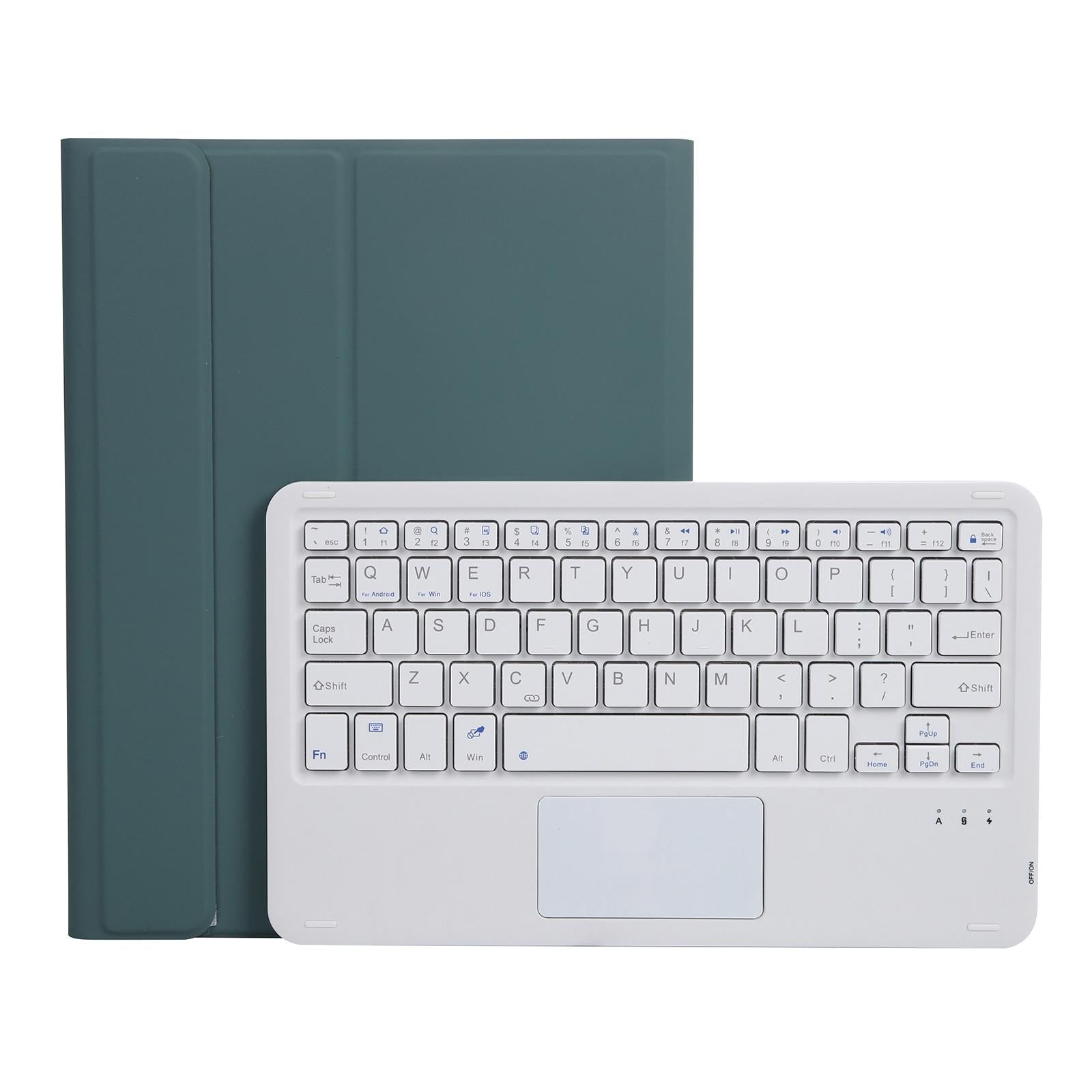 V562-G205893200ADE-202504292005-00 Bluetooth Keyboard Leather Case For Ipad Pro 10.5 With Touch Control - Lambskin Texture Compatible With 10.2 2021 & 2020 & 2019 / Air 3 - Dark Green - Image 1