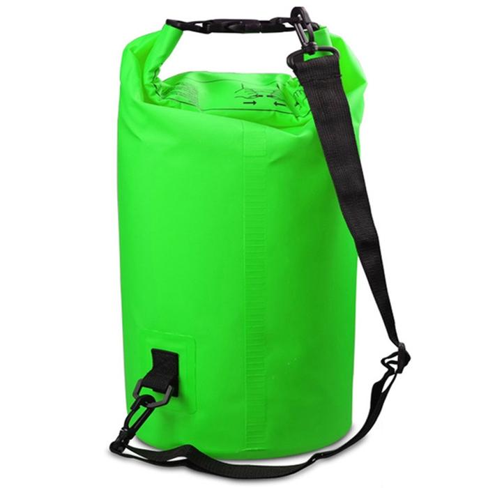 Waterproof Single Shoulder Bag Dry Sack 15L Capacity - Green