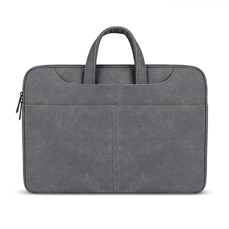 V562-GD5325BL-202502281815-00 Waterproof Portable One-shoulder Handbag for 14.1 Laptops with Magic Stick & Suitcase Belt - Pu Leather Zipper Hidden Strap - Dark Gray - Image 1