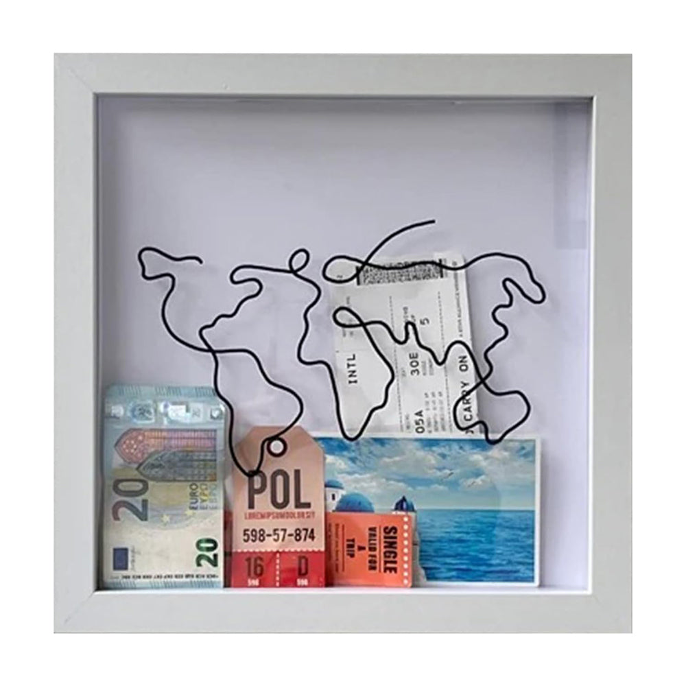 Vibe Geeks Adventure Archive Box Wood Frame Travel Tickets Keepsakes Storage Frame - White - Small