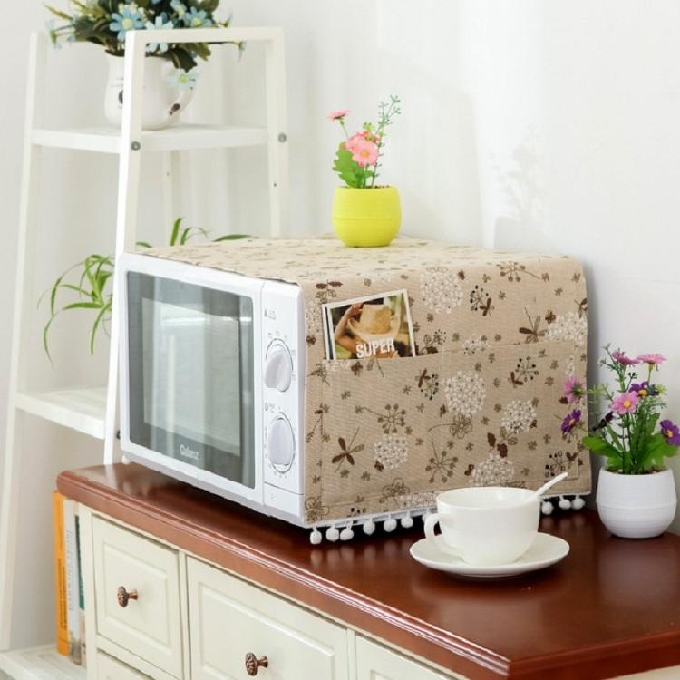 V562-H1056977230DBT-202503031845-00 Universal Cotton Linen Microwave Dust Cover - Grey Dandelion - Image 1