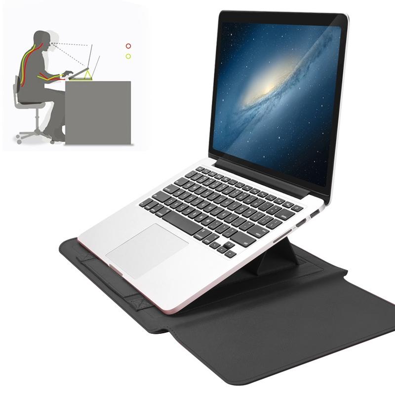 V562-H1901CBM-202504022005-00 Universal 4-In-1 Laptop Bag Set Waterproof Pu Leather Handle Stand Pen Holder Winders Mouse & Charger Bags - 13 / 14 Inch - Grey - Image 1