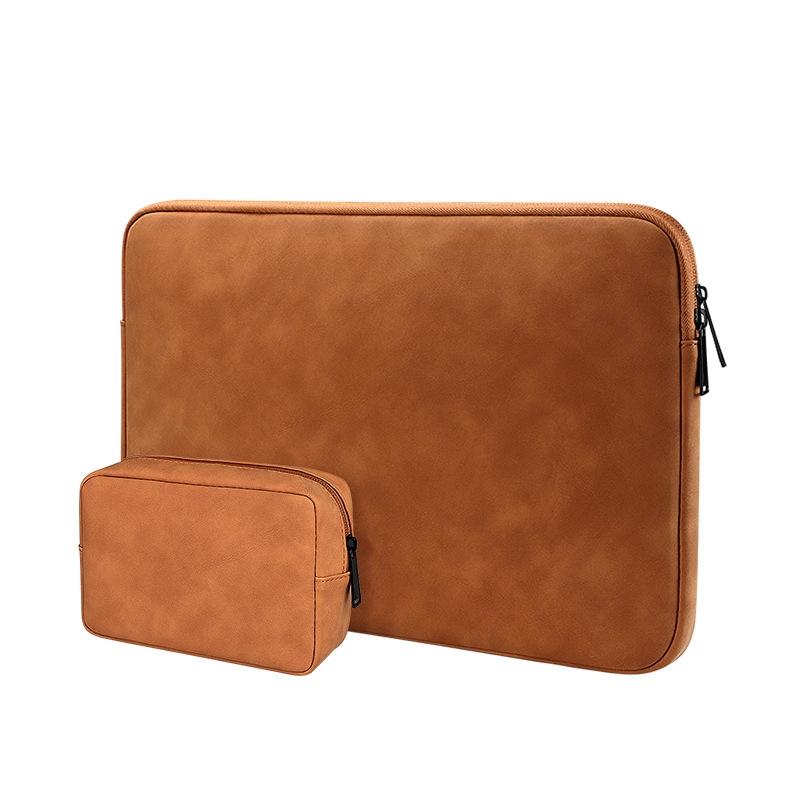 V562-H2044833060DBT-202504022106-00 Lightweight Waterproof Lambskin Laptop Sleeve - Fits 14.1-15.4 Inches - Yellow With Bag - Image 1