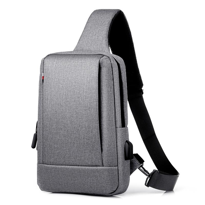 V562-HL2218GO-202504251747-00 Business Chest Bag Oxford Cloth One Shoulder Crossbody - Light Grey - Image 1