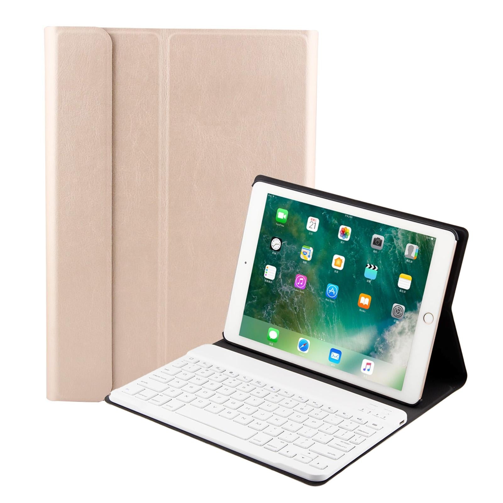 V562-J9359D6PI-202504291853-00 Bluetooth Keyboard & Leather Tablet Case For Ipad Air / Pro 9.7 - Three-Gear Angle Adjustment Magnetic Sleep Function - Abs Brushed Texture - Gold - Image 1