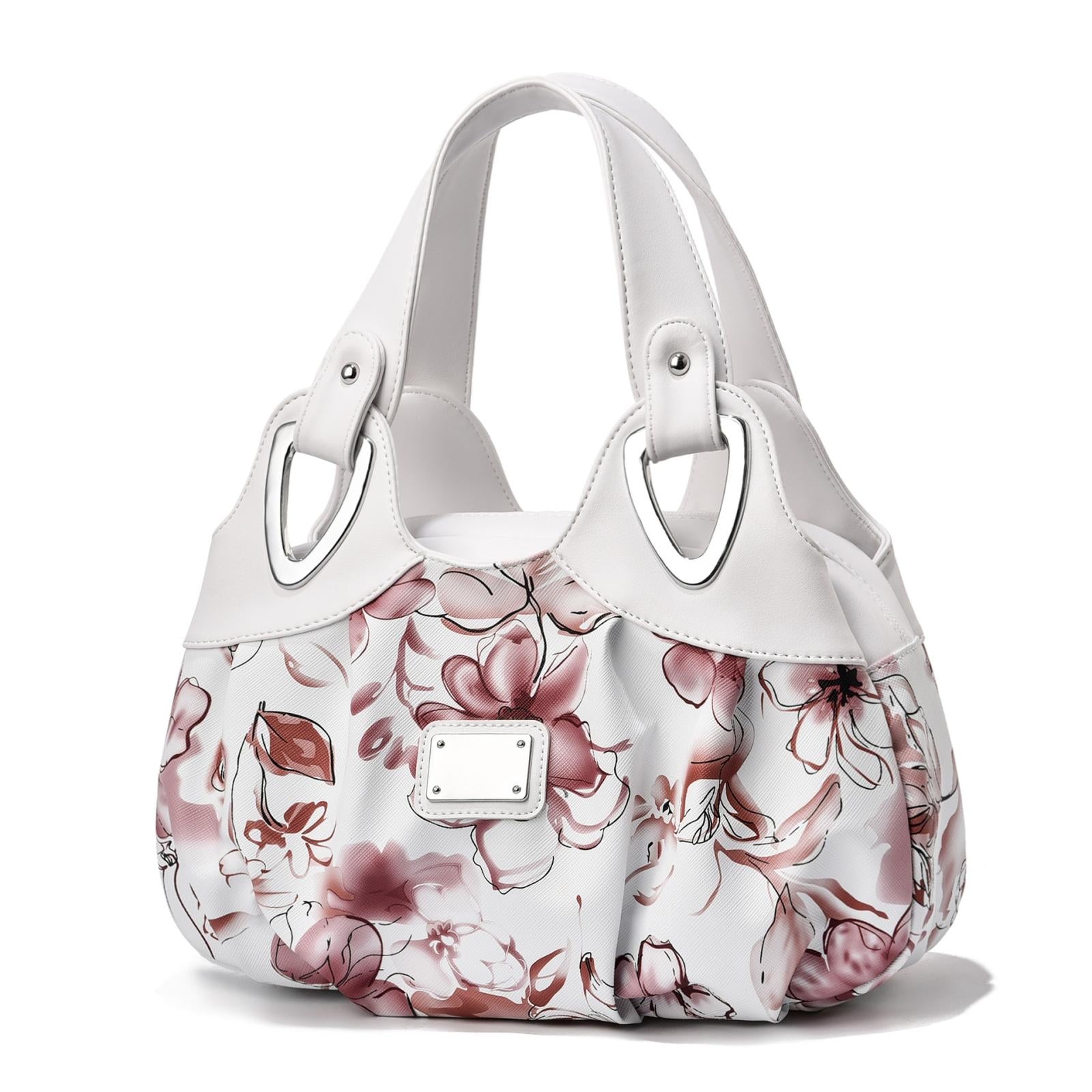 V562-L1094522060DBT-202504251706-00 Soft Leather Women Handbag - White Handle Ink Flower - Image 1