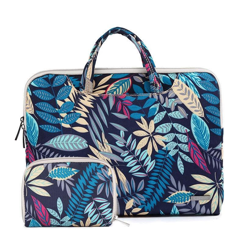 V562-M2027175950DBT-202502282200-00 13.3 Inch Simple Business Laptop Bag With Liner - Ls-116 - Canvas Colorful Leaves Blue - Image 1