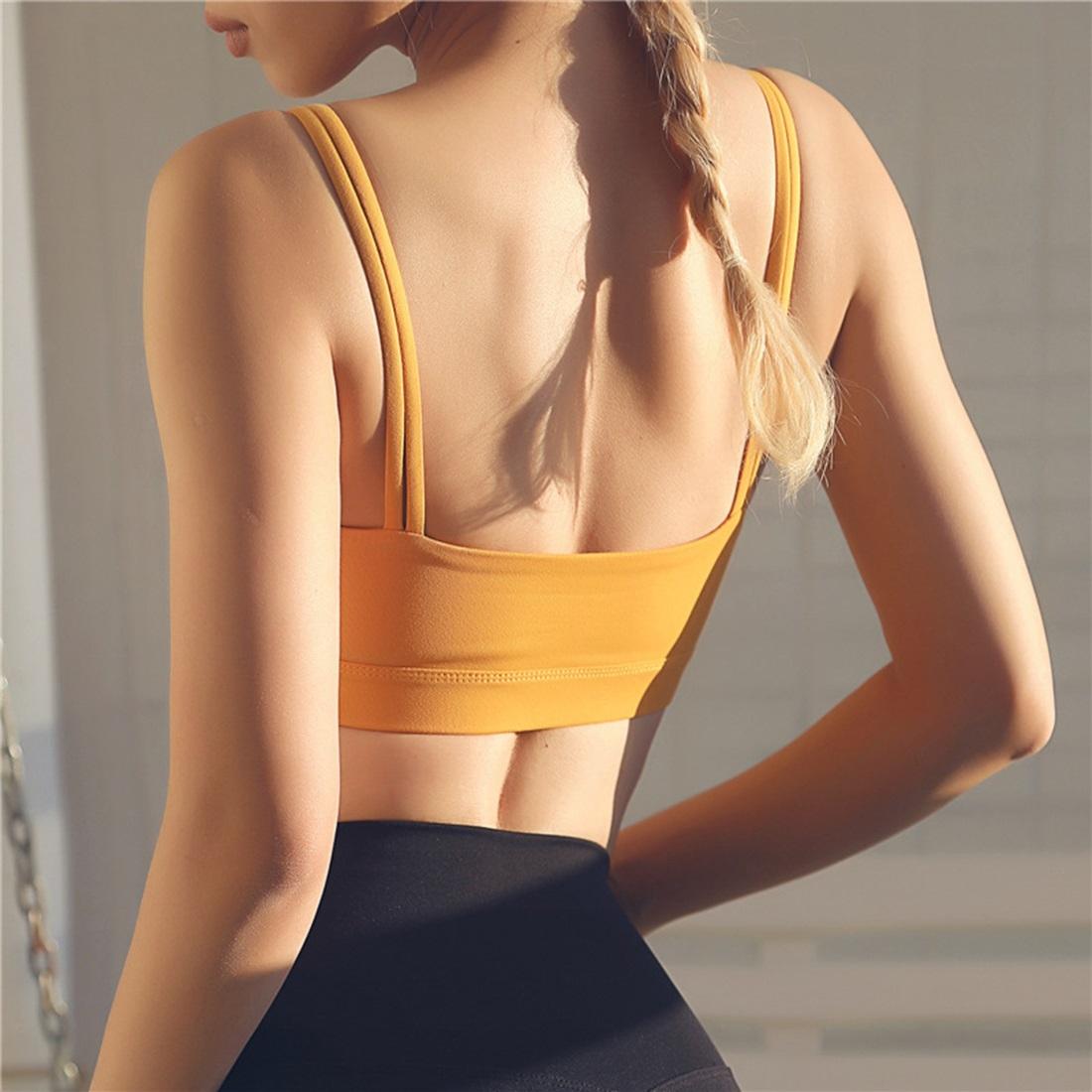 V562-MA69010254YZ-202503262017-00 Black Double Shoulder Belt Yoga Vest - Ginger S - Image 1