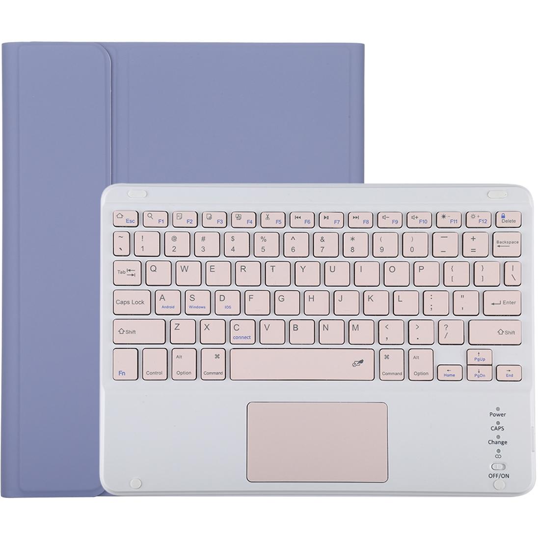 V562-P5065ORPI-202504291917-00 Bluetooth Keyboard & Tablet Case For Ipad 10.2 / Ipad Air 2019 - Detachable Touch Pad Pen Slot Holder - Pink Leather - Purple - Image 1