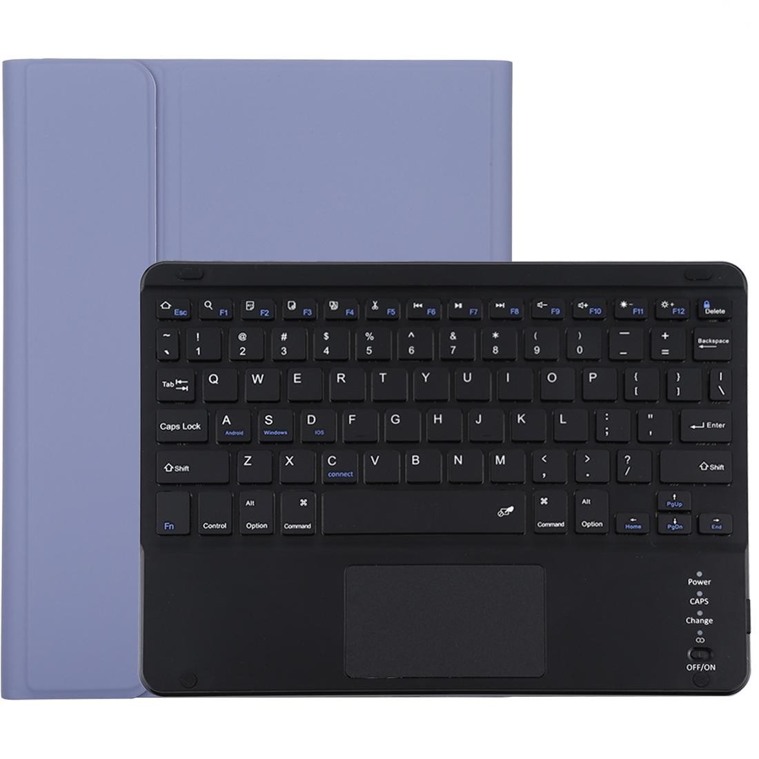 V562-P6065ORPI-202504291917-00 Bluetooth Keyboard & Tablet Case For Ipad 10.2 / Ipad Air 2019 - Detachable Touch Pad Pen Slot Holder - Microfiber Leather - Purple - Image 1