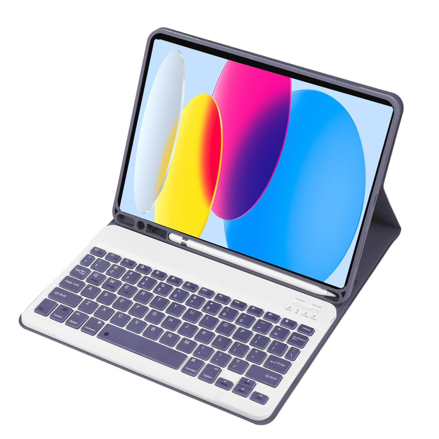 V562-P6837SAS-202504291931-00 Ultra-Thin Bluetooth Keyboard Leather Tablet Case For Ipad 10.9 2022 With Pen Slot - Purple - Image 1