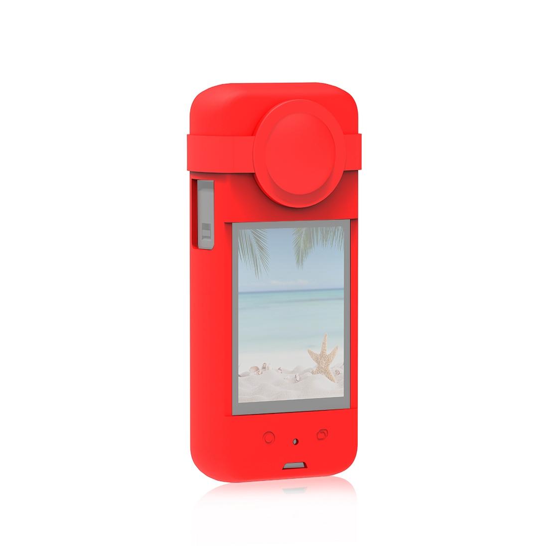 V562-R208UP-202502241715-00 Silicone Protective Case with Lens Cover for Insta360 X3 - Red - Image 1