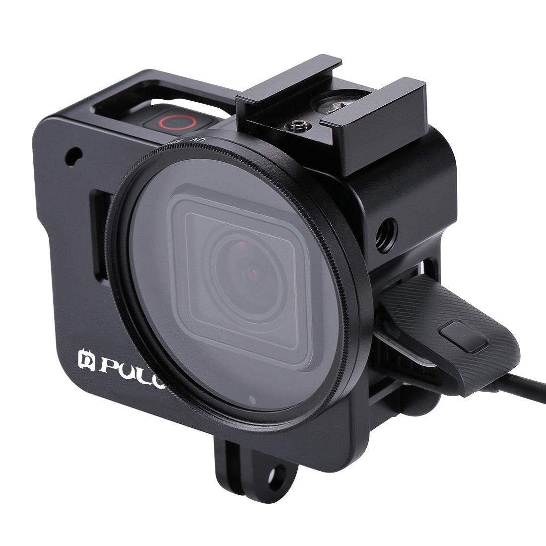 Aluminum Protective Cage with Uv Lens for Gopro Hero 2018 / 7 / 6 / 5 - 52mm - Red