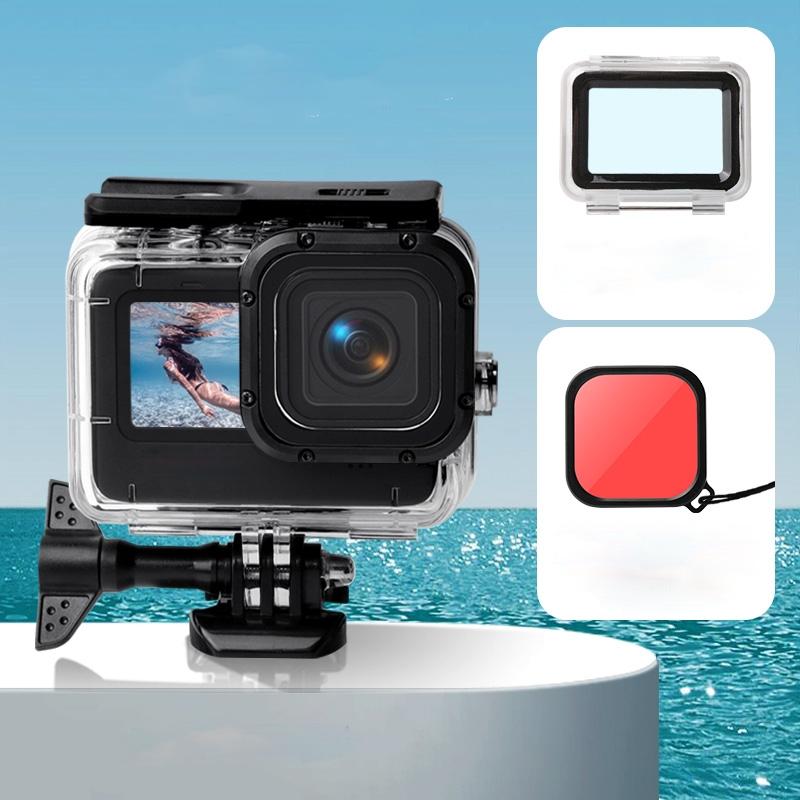 V562-R4840ACD-202502241240-00 Waterproof Touch Case with Colour Lens Filter for Gopro Hero10 / Hero9 - Red - Image 1