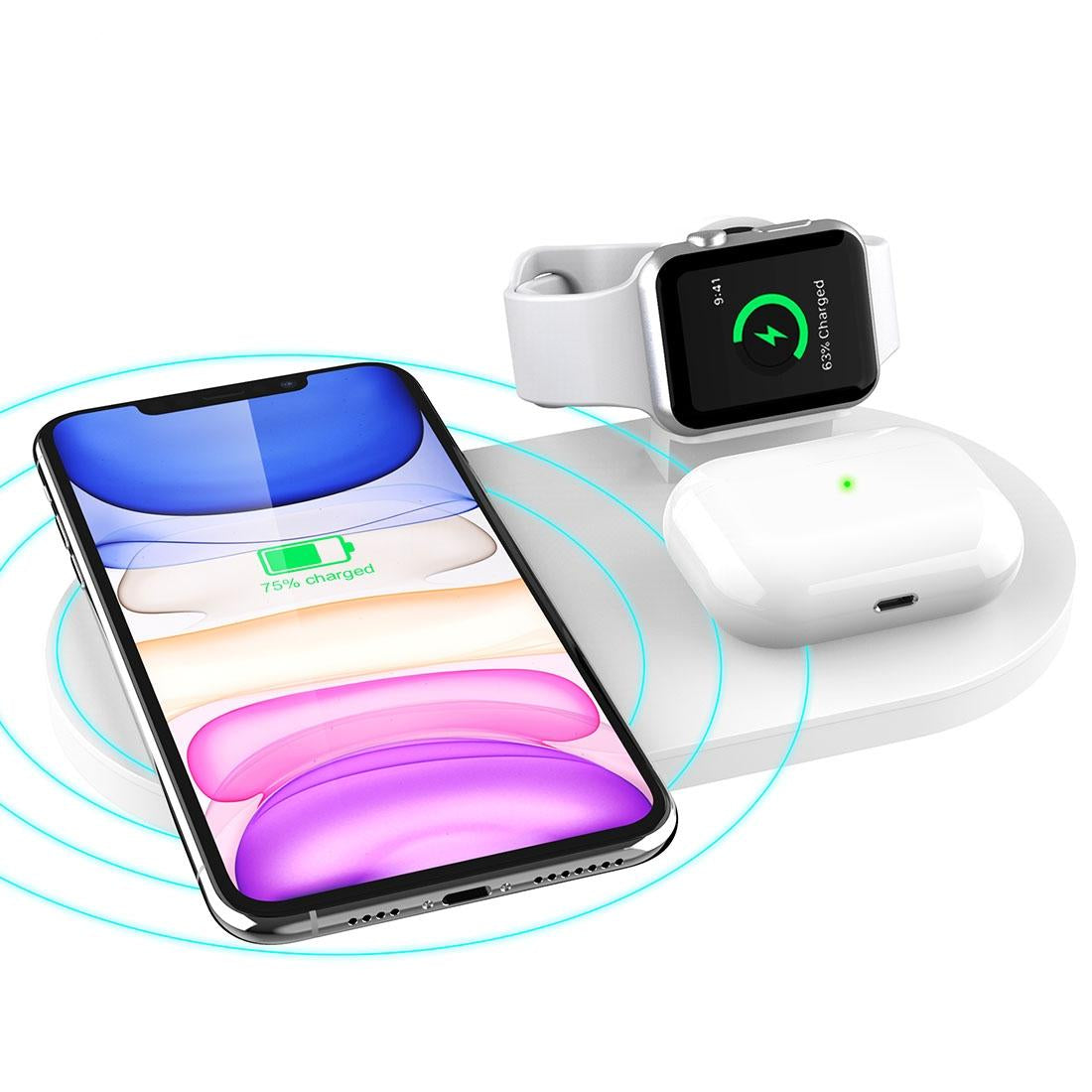 V562-W3335SXPI-202504211932-00 3 In 1 Wireless Charger For Phones Iwatch Airpods - White - Image 1