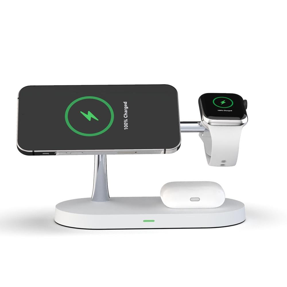 15W 5 In 1 Magnetic Wireless Charger For Iphone 12 & Apple Watch & Airpods - White