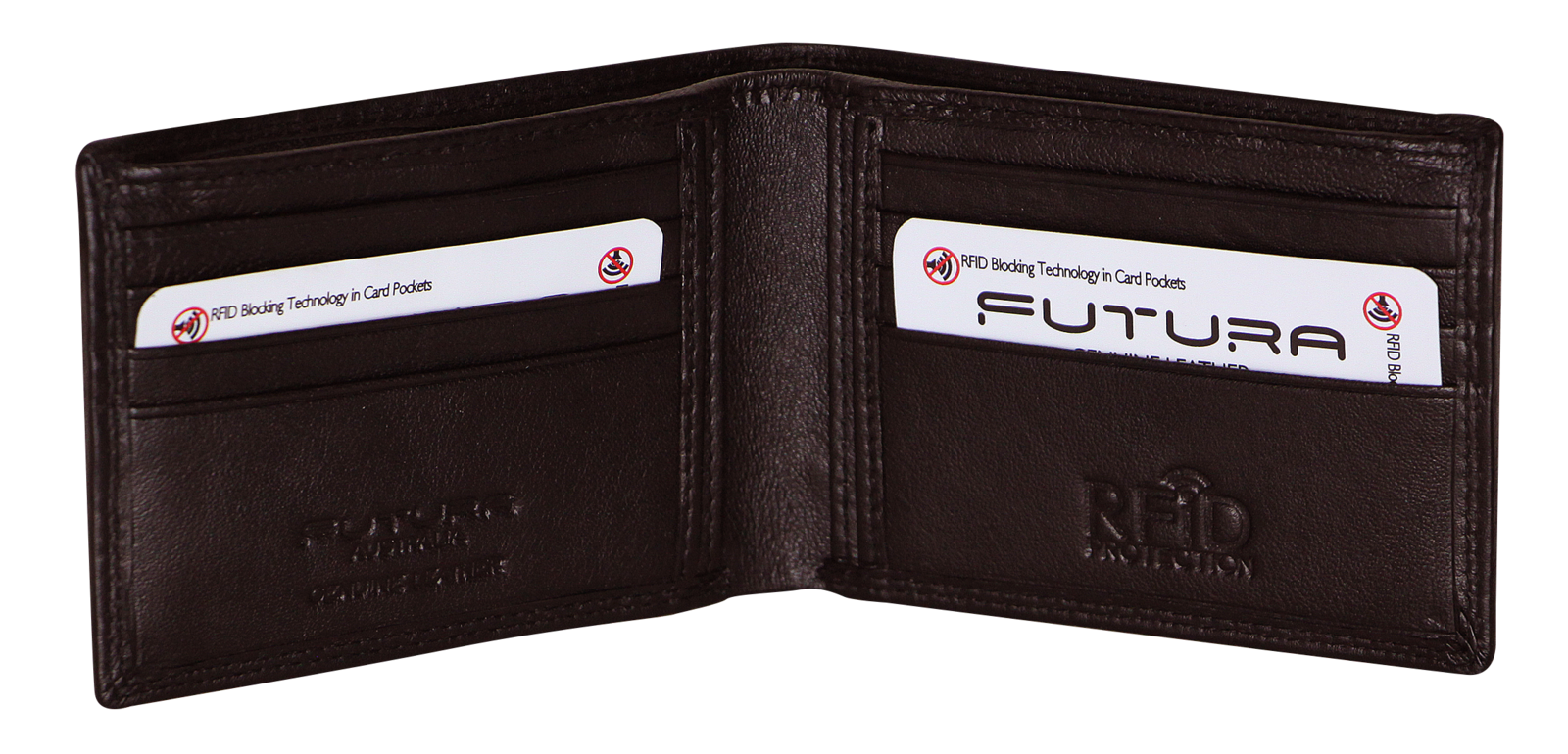 V563-00183L-BROWN-167446-00 Futura Mens RFID Slim Leather Wallet - Brown - Image 1