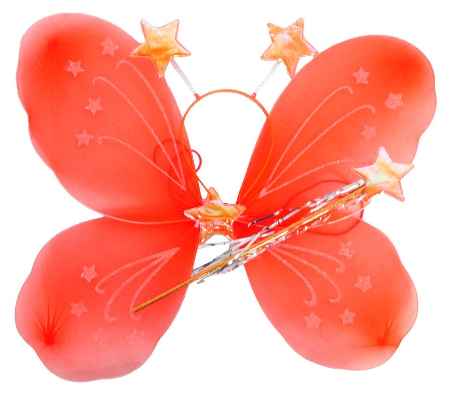 V563-10420-03-213039-00 Girls Kids Angel Fairy Butterfly Wing Fancy Princess Party Costume Prop - Red - Image 1