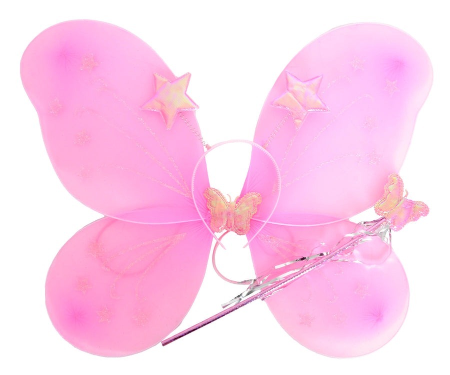 V563-10420-05-213041-00 Girls Kids Angel Fairy Butterfly Wing Fancy Princess Costume Party - Light Pink - Image 1