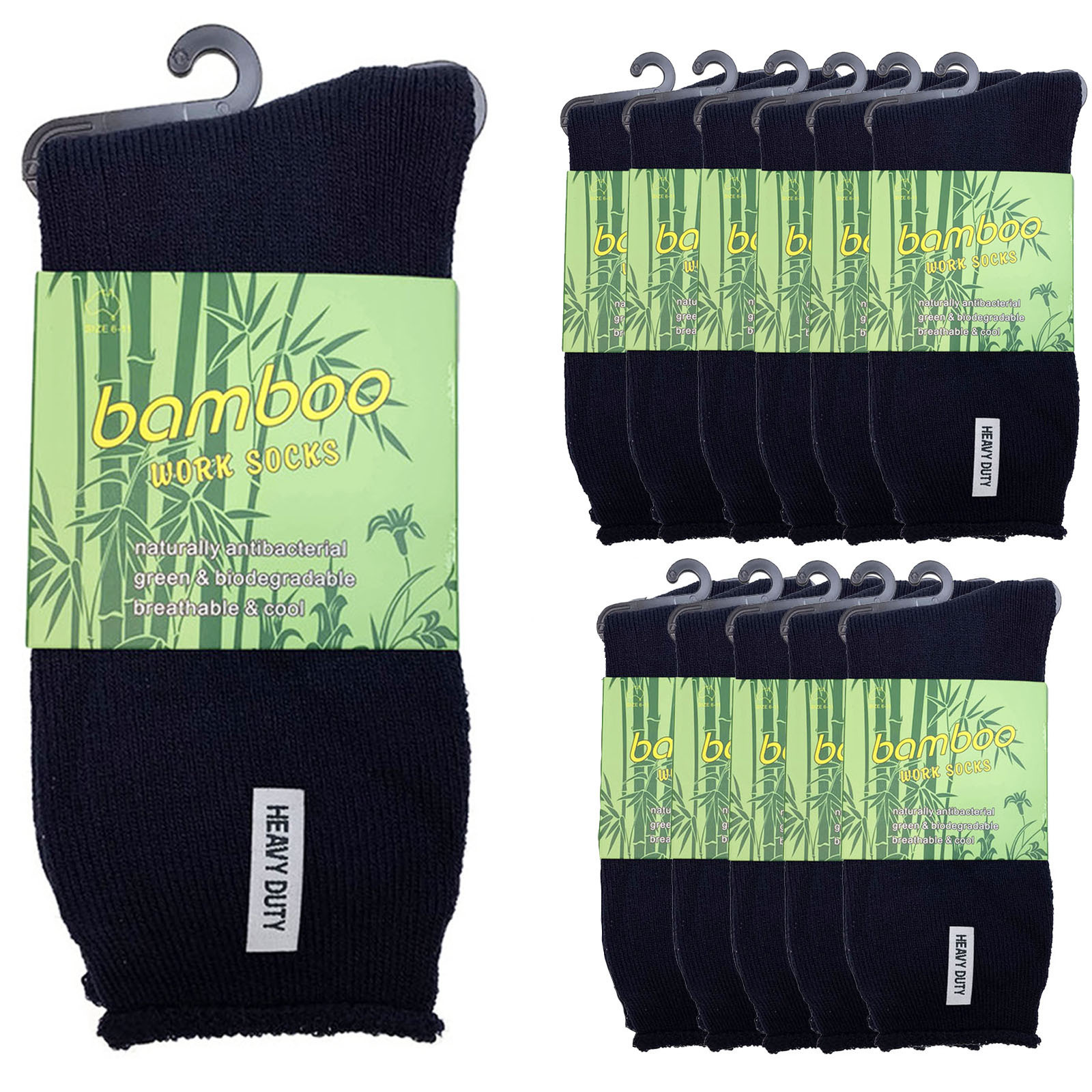 V563-12BSOX-NVYBLU-SIZE11-14-202503030916-00 12 Pairs PREMIUM BAMBOO SOCKS Mens Heavy Duty Thick Work Socks Cushion BULK - Navy Blue - 11-14 - Image 1