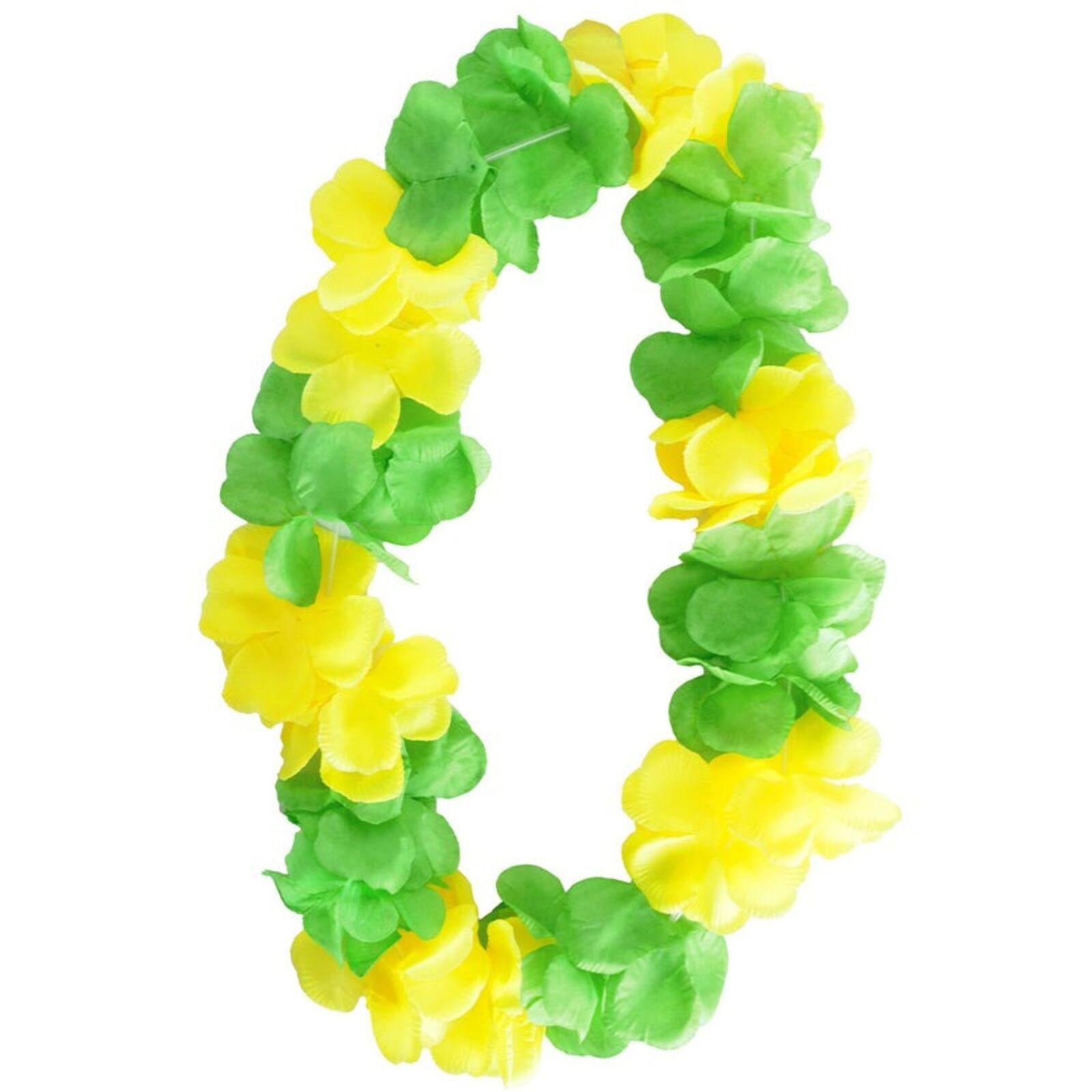 V563-13318-08-214131-00 Green & Yellow Hawaiian Lei – Two-Tone Floral Necklace for Luau & Summer Parties Australia Day - Image 1
