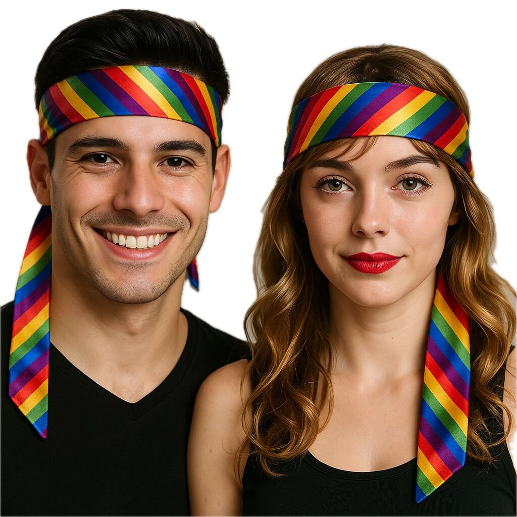 V563-14067-01-202506201207-00 Rainbow Long Headband Band Gay Pride Scarf LBGTQ Hair Tie Headband Costume Party - Image 1