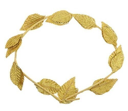 V563-14836-184656-00 GOLD LEAF WREATH Greek Headband Crown Leaves Band Roman Costume Dress Party - Image 1