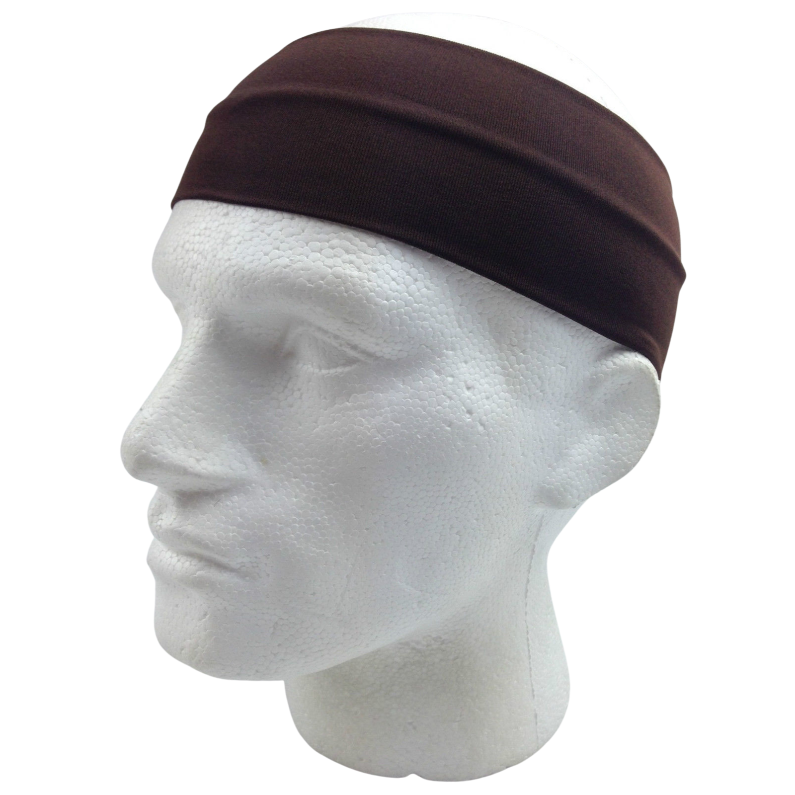 V563-14895-BRWN-202502241629-00 PLAIN HEADBAND Elastic Stretch Sports Yoga Hair Band Unisex 8cm Wide Wrap - Brown - Image 1