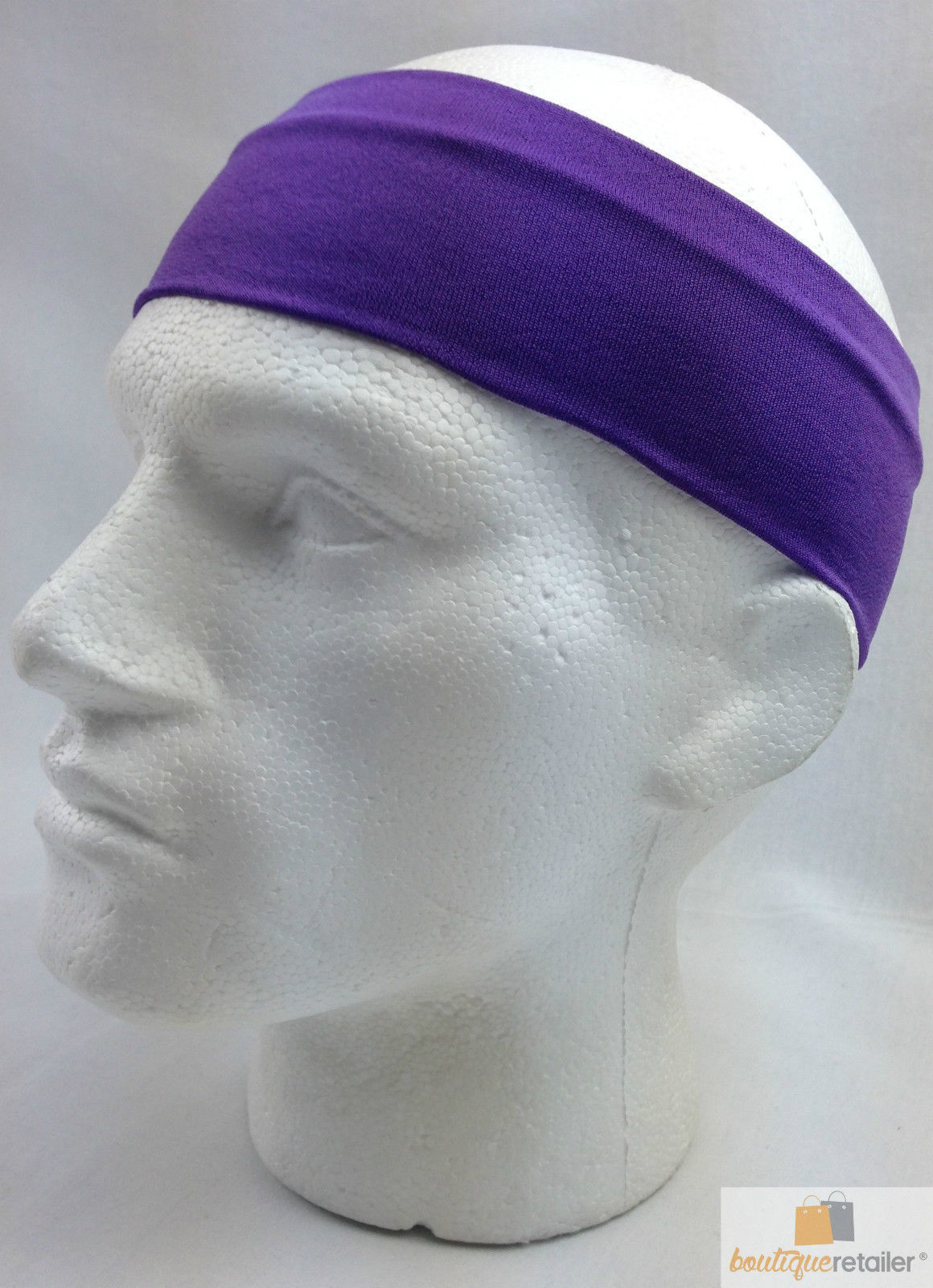 V563-14895-PUR-202502241631-00 PLAIN HEADBAND Elastic Stretch Sports Yoga Hair Band Unisex 8cm Wide Wrap - Purple - Image 1