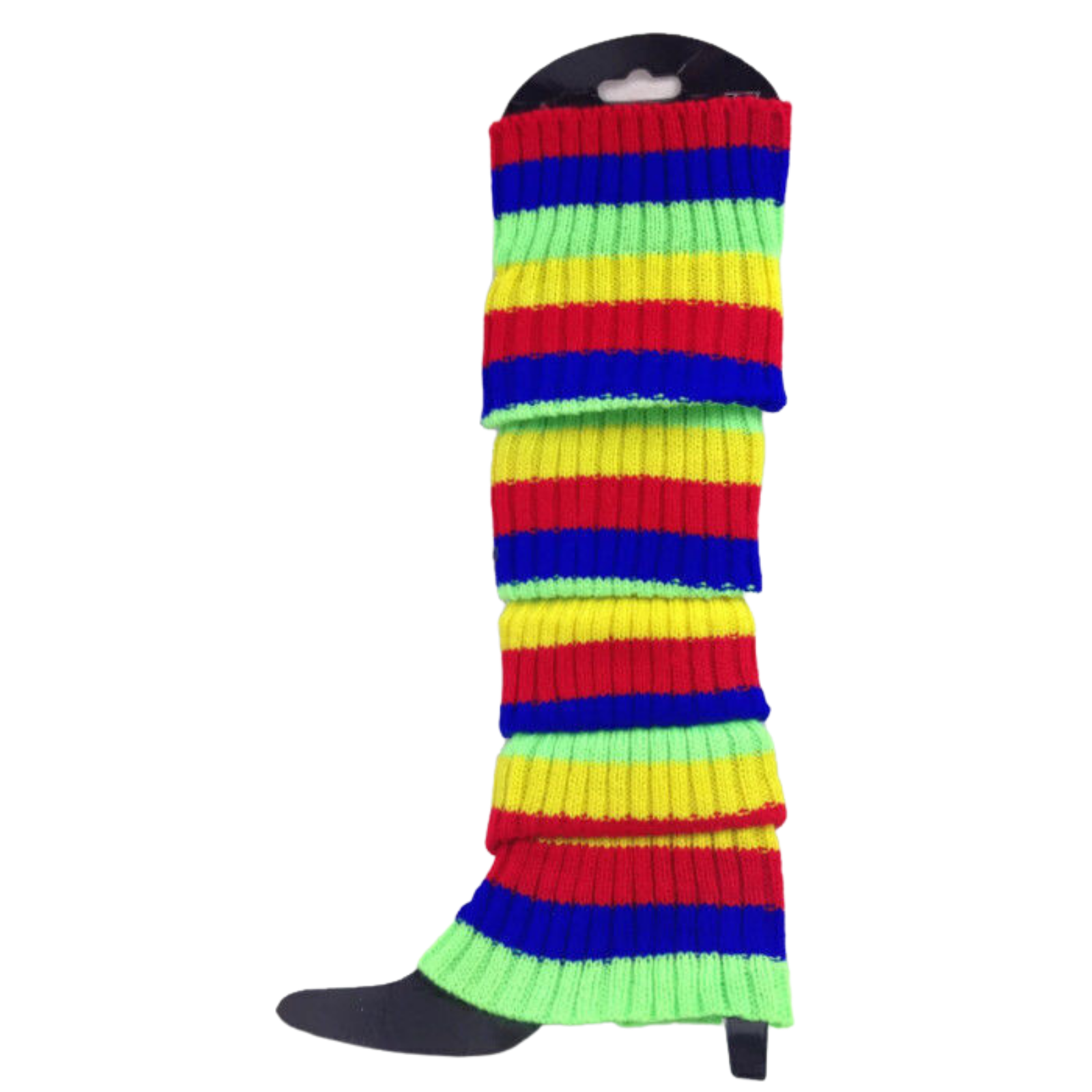V563-15180-14-202503051502-00 RAINBOW LEG WARMERS Stocking Ribbed High Knitted Socks Chunky Dance 80s Party - Rainbow - Image 1