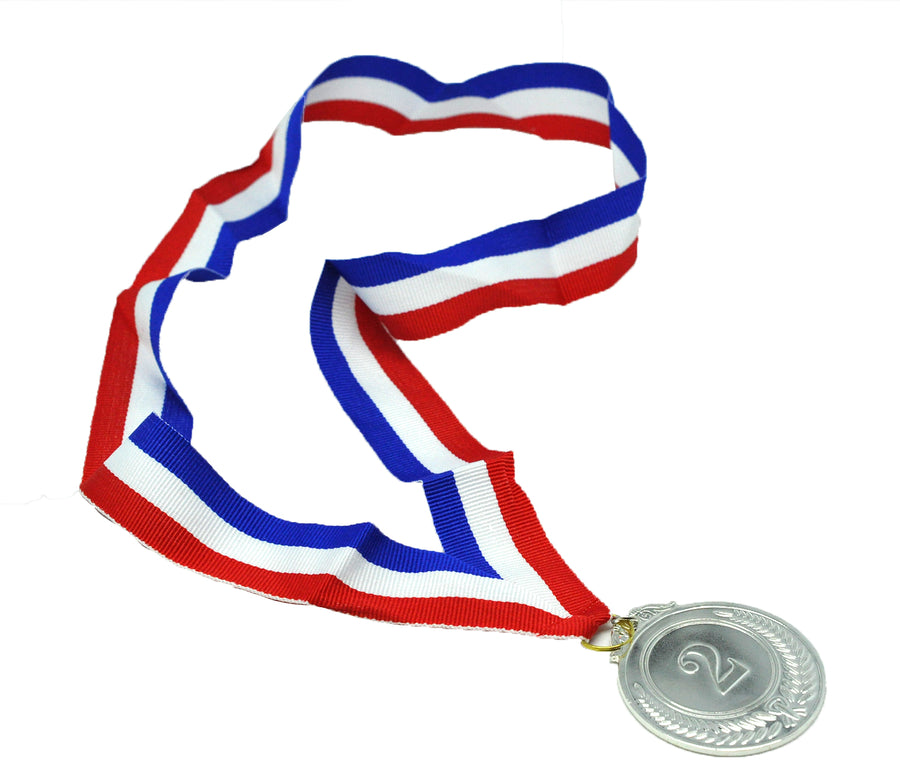 V563-17699-02-185122-00 2nd METAL SILVER WINNER MEDALS Sports Day School 46cm Ribbon Olympics - Image 1