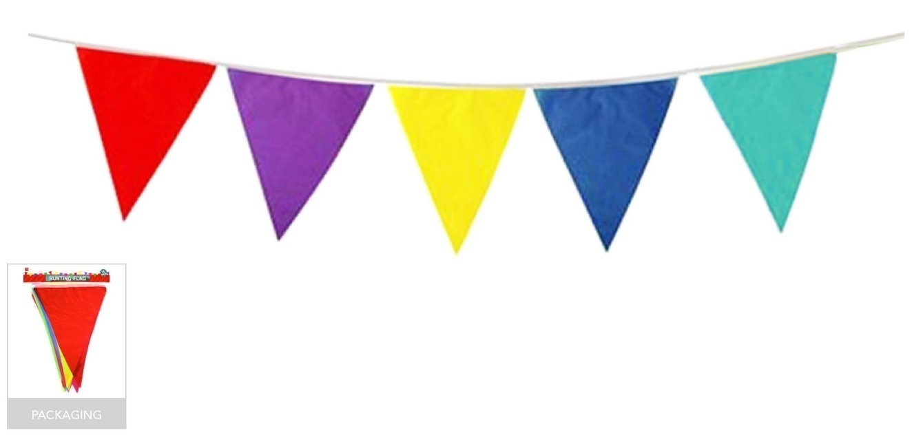 V563-18035-184441-00 9m BUNTING FLAG Colourful Triangle Party Banner Birthday Wedding Flags Outdoor - Image 1
