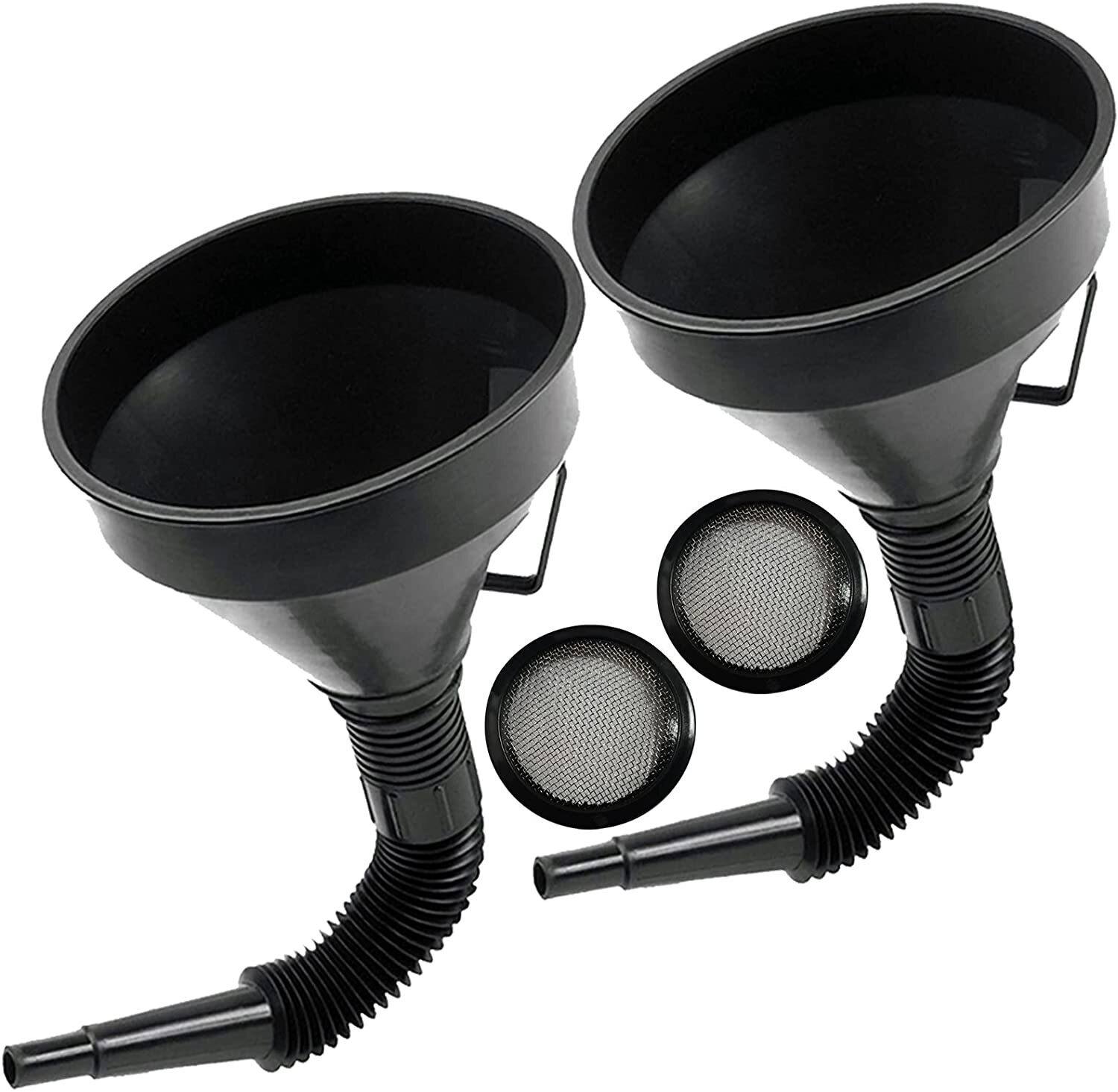 V563-1961-2PCS-204933-00 2x Car Auto Motorcycle Plastic Flexible Spout Gas Oil Water Fuel Funnel Tool Kit - Image 1