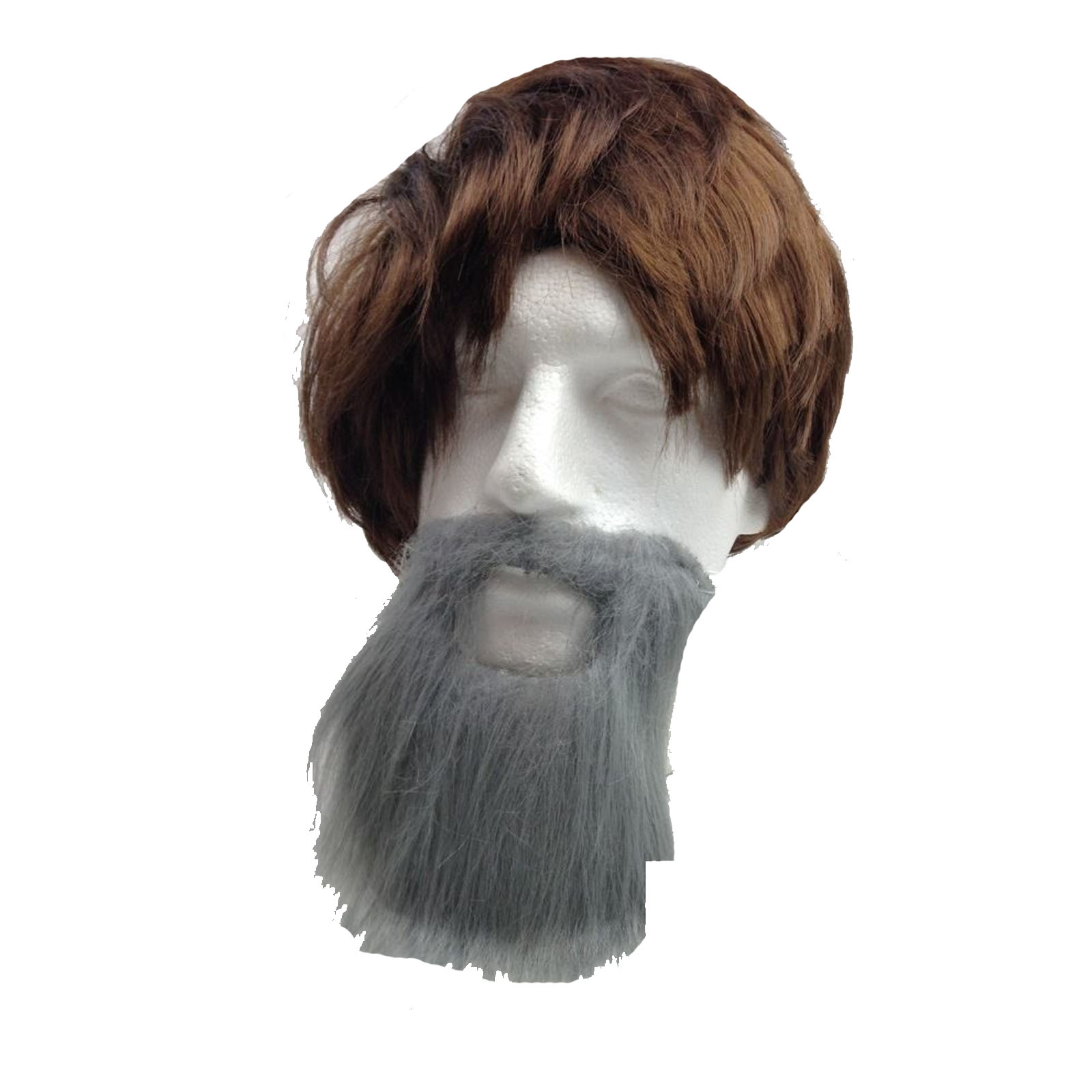 V563-19960-GRY-202503051740-00 PARTY BEARD Moustache Costume Fancy Dress Mustache Halloween Fake Facial Hair - Grey - Image 1