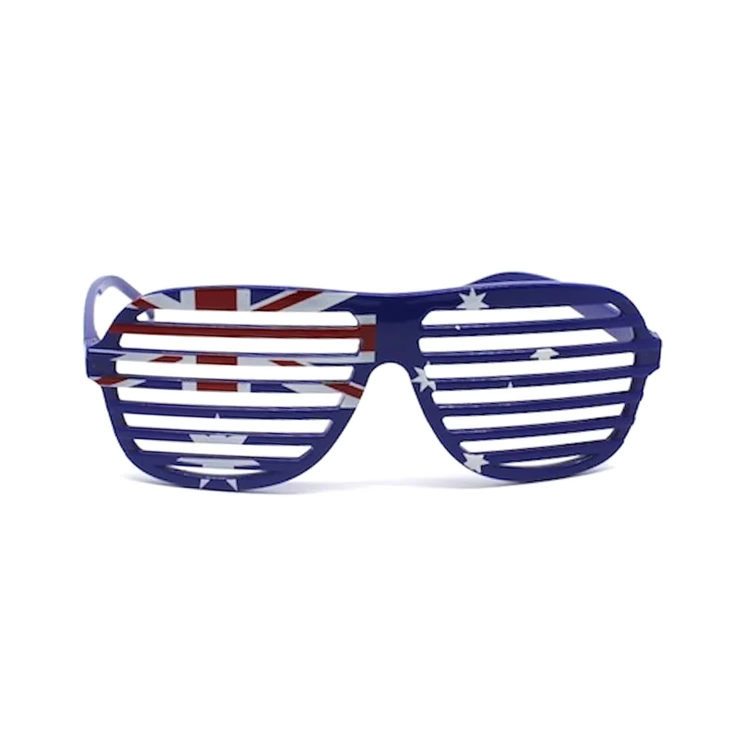 V563-20412-184652-00 AUSTRALIA FLAG SUN GLASSES Blinds Party Costume Day Aussie Sunnies Sunglasses - Image 1