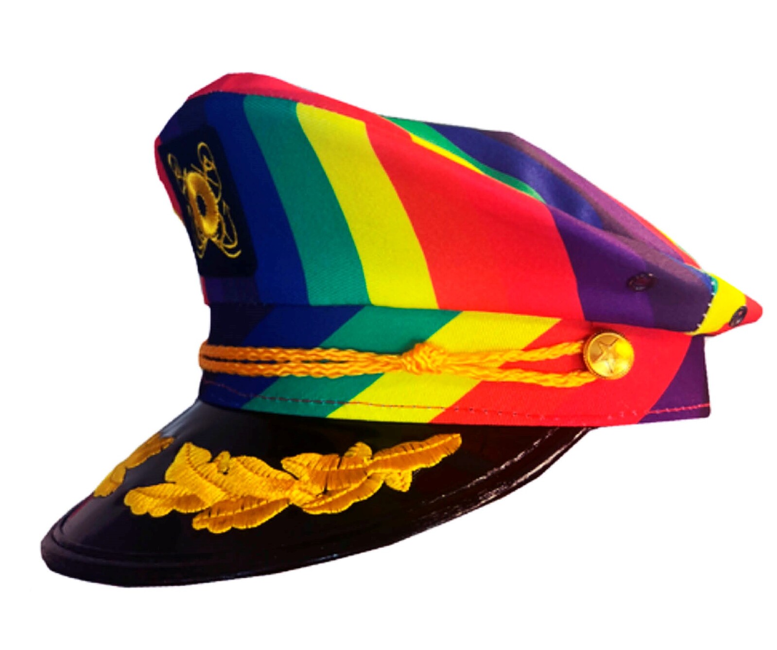 V563-21805-184876-00 Rainbow Sailor Cap Costume Hat Pride Burning Man Festival Mardi Gras - Image 1