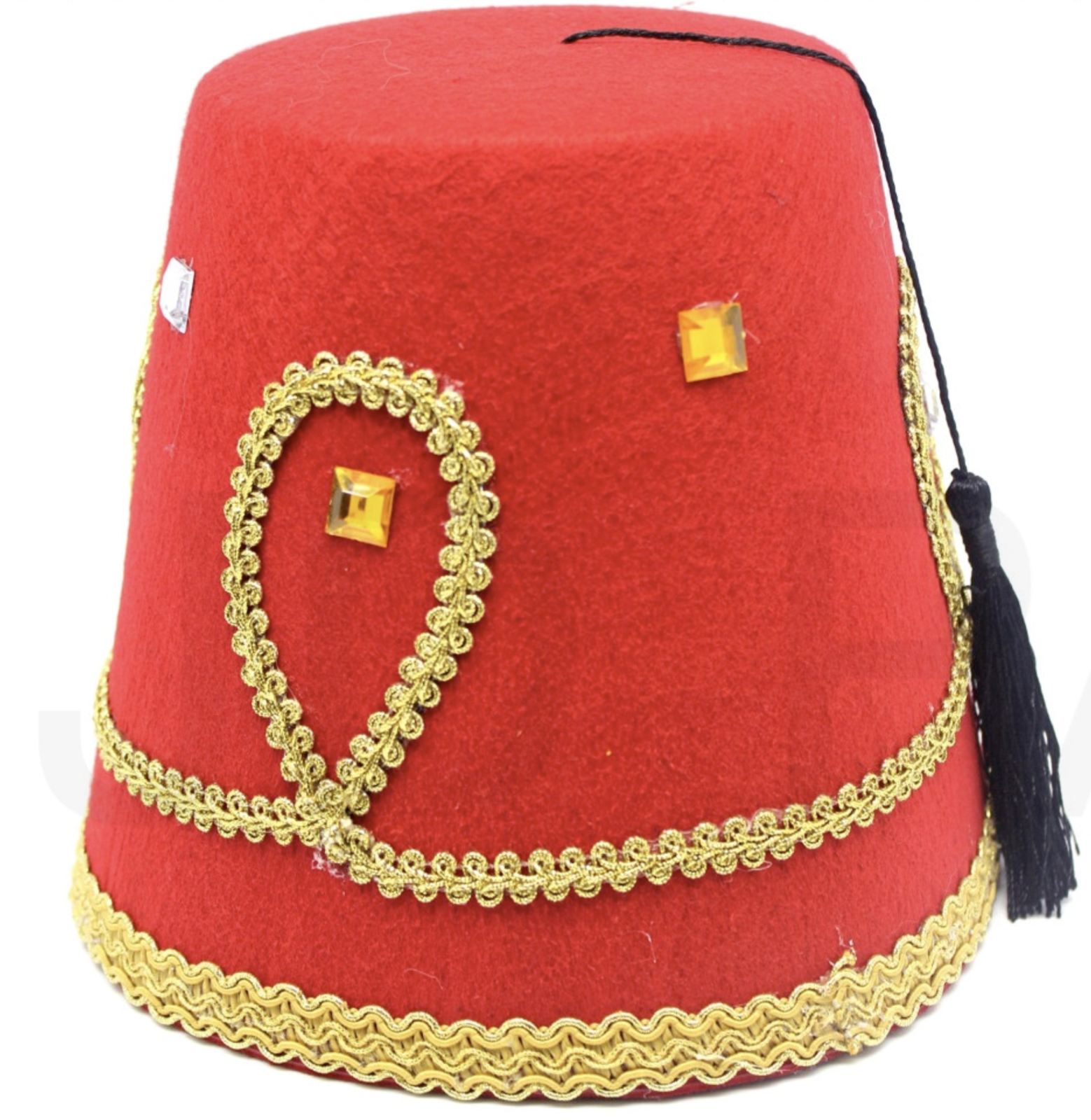 V563-22000-RED-202503051715-00 DELUXE TURKISH HAT Red Green Fez Tarboosh Dress Up Costume Party Moroccan - Red - Image 1